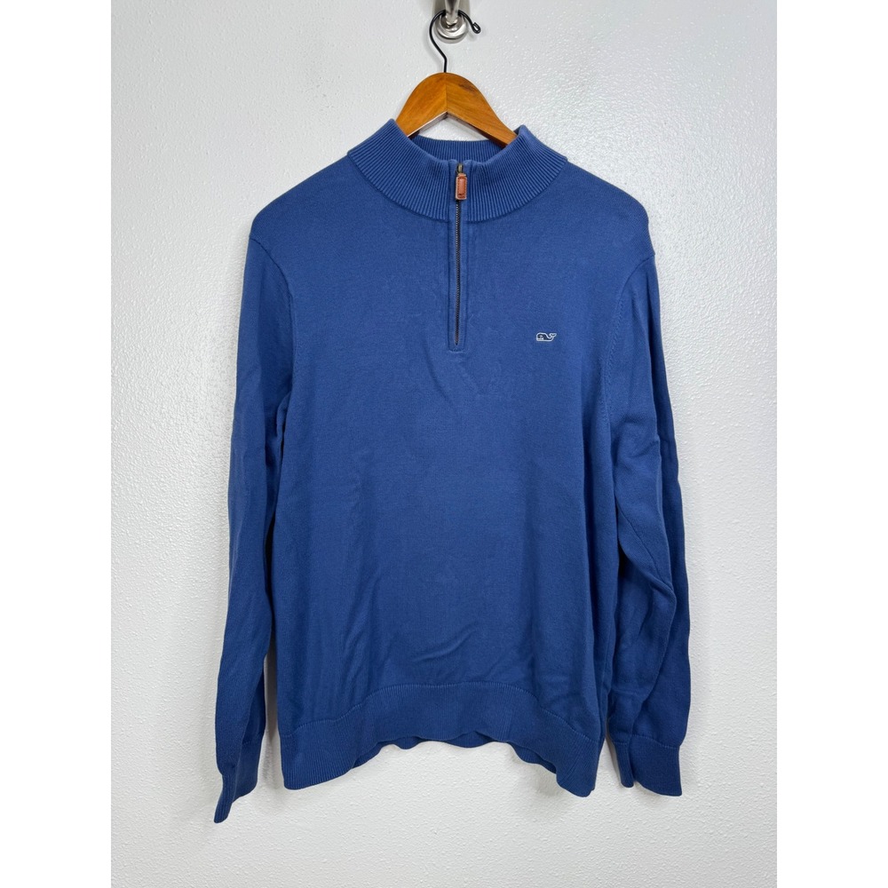 Vineyard Vines Mens Blue 100% Cotton Quarter Zip Pullover Sweater Medium 1E0177